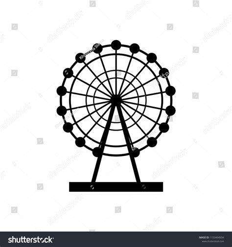 Silhouette Atraktsion Colorful Ferris Wheel Vector Stock Vector