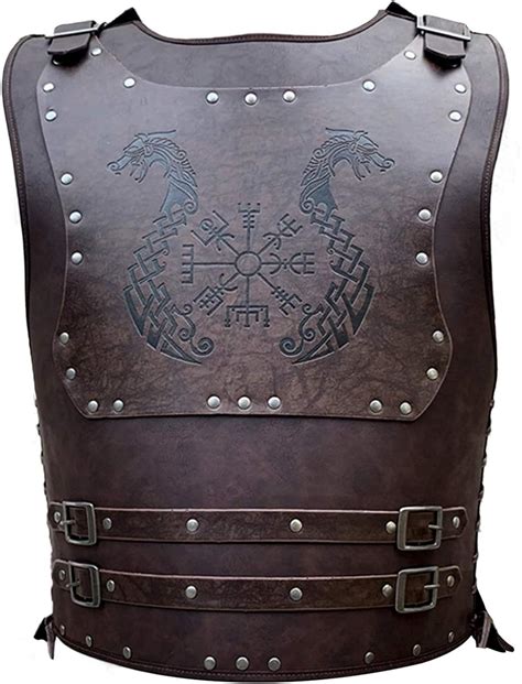 Viking Leather Armor Medieval Leather Chest Vest Brown