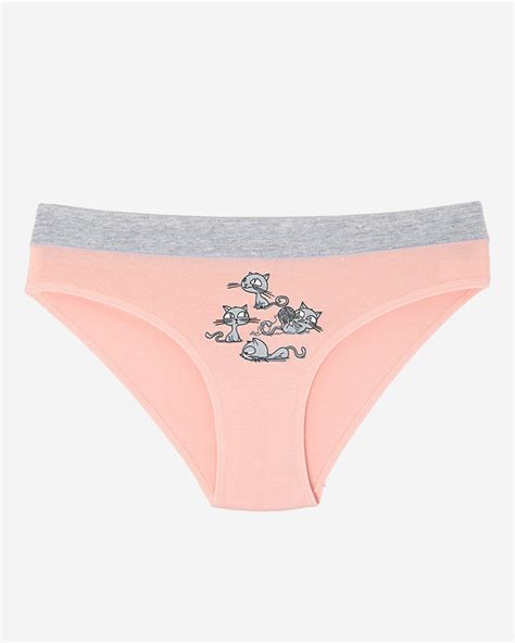 Womens Pink Cotton Panties With A Print Underwear Coral Pink Woman Lingerie Briefs