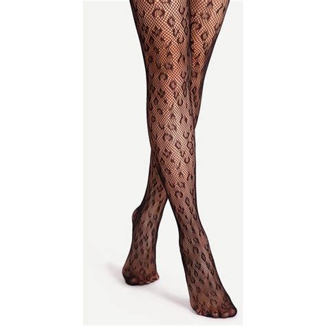 Black Leopard Pattern Jacquard Pantyhose Stockings Liked On Polyvore