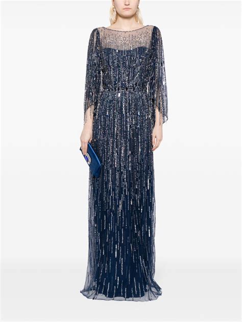 Jenny Packham Rhapsody Sequin Embellished Gown Blue FARFETCH