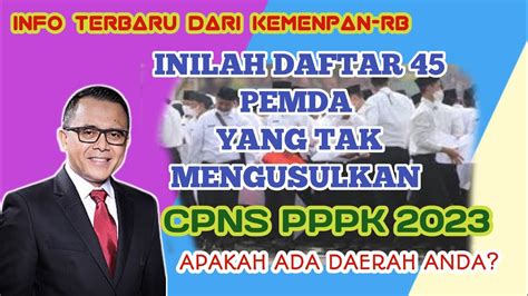 Pemerintah Daerah Yang Tak Ajukan Formasi Cpns Pppk Youtube