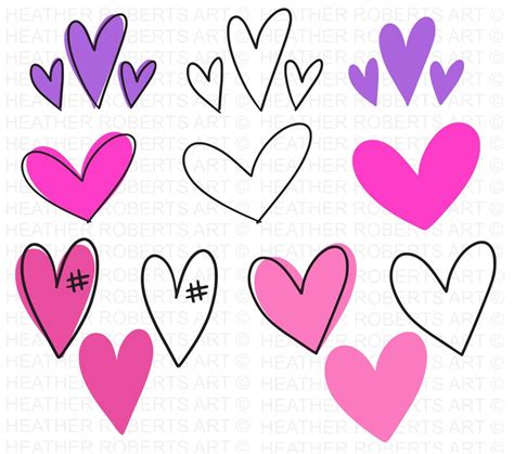 Doodle Heart Svg Bundle Heart Svg Bundle Sketch Hand Drawn Etsy