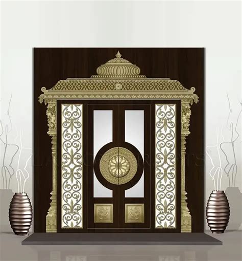 Pooja Room Door Designs With Brass Embellishments