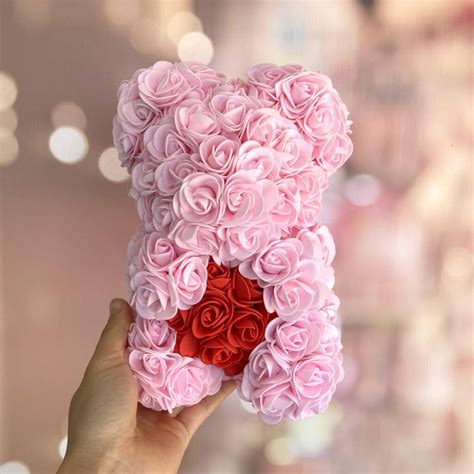 Pink Luxury Everlasting Rose Teddy Bear With T Box Online Party