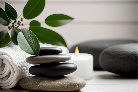 Premium AI Image Hot Stone Massage Spa Beauty Treatment Items On White