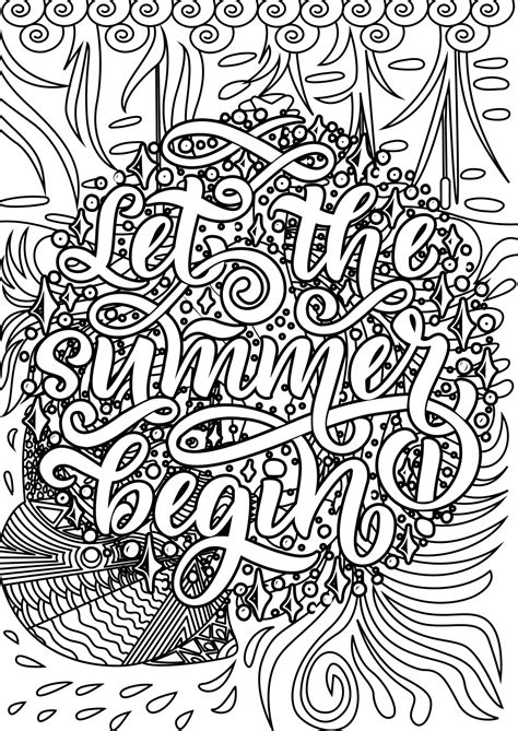 Let The Summer Begin Motivational Quotes Coloring Pages Design Summer