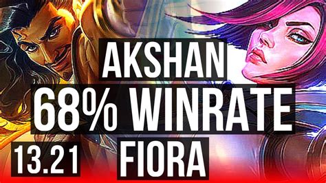 AKSHAN Vs FIORA TOP Quadra 68 Winrate 6 Solo Kills Legendary