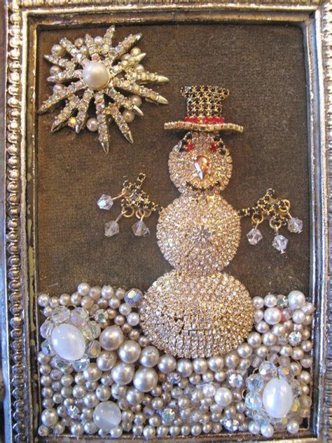 Ooak Vintage Rhinestone Costume Jewelry Repurposed Framed Etsy