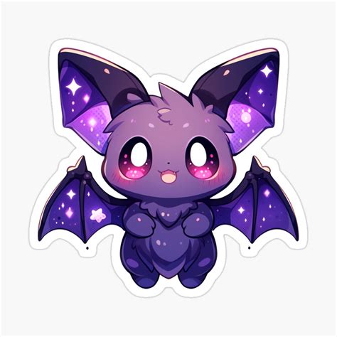 Cute Kawaii Halloween Happy Vampire Bat In Purple And Pink By