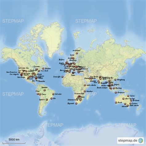 Stepmap Unsere Reisen Landkarte F R Welt