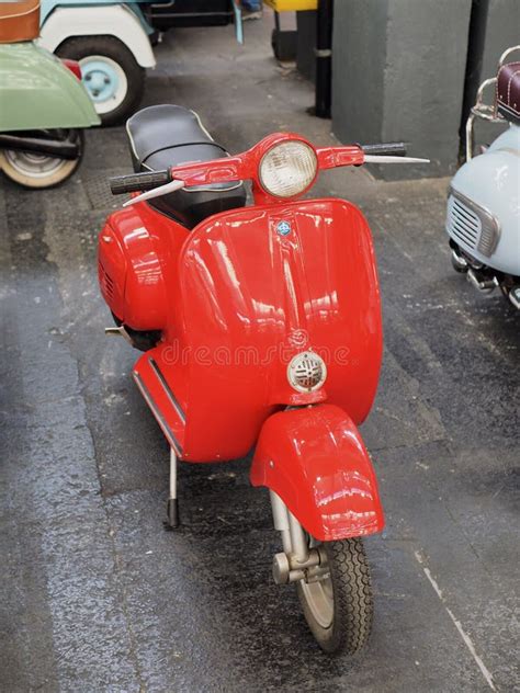 Vintage Restored Vespa Piaggio Italian Scooter On Display Editorial