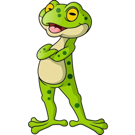 Sapo Em Pe Desenho - Bonito desenho animado de sapo verde feliz em pé | Vetor Premium