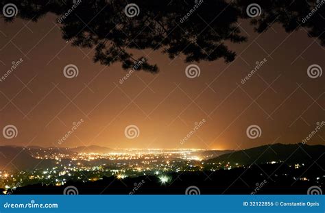 Night City Seen From Forest Stock Photography | CartoonDealer.com #32122856