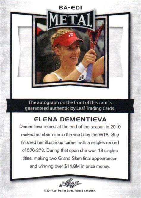 ミントモール Mint 梅田店 2016 Leaf Metal Elena Dementieva Autograph