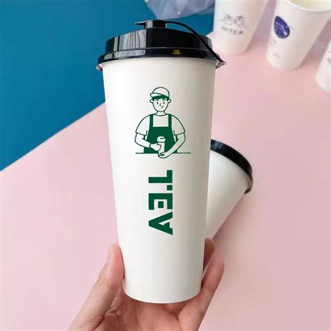 Disposable Take Away Milk Tea Coffee Soy Milk Hot Drink Packaging Paper Cup With Lid 700ml
