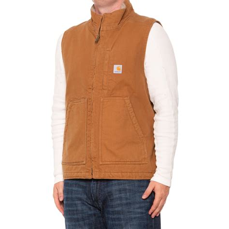 Carhartt 104277 Washed Duck Mock Neck Vest Sherpa Lined Loose Fit Factory Seconds