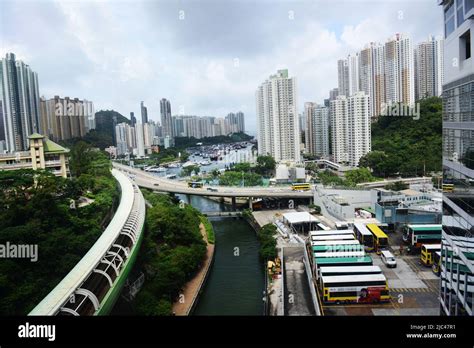 The elevated MTR South Island line track in Wong Chuk Hang, Hong Kong ...