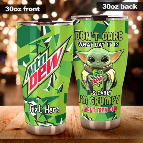 Personalized Custom Mountain Dew Baby Yoda Tumbler Mtn Dew Etsy