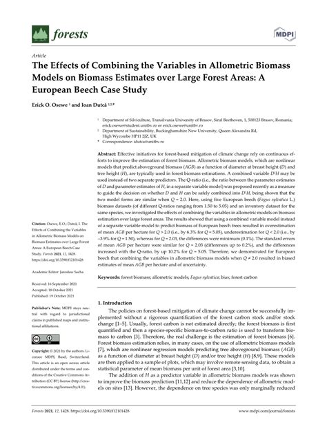 Pdf The Effects Of Combining The Variables In Allometric Biomass