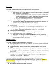 PSYC 1101 Final Exam Study Guide Personality You Should Be Able To