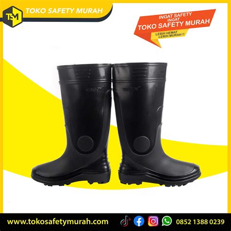 Sepatu Boot Model Panjang Tinggi Warna Hitam Black Karet Pvc Untuk