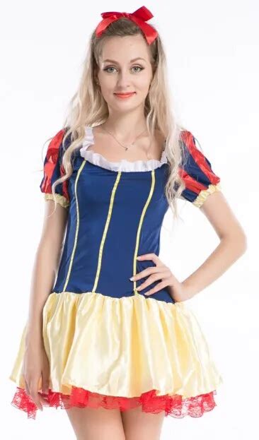 Plus Size S 3xl Princess Snow White Costume Adult For Women Sexy Fancy Dress With Red Headband