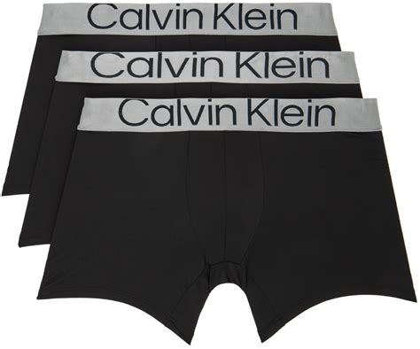 Calvin Klein Underwear Three Pack Black Reconsidered Steel Boxer Briefs Calvin Klein Underwear