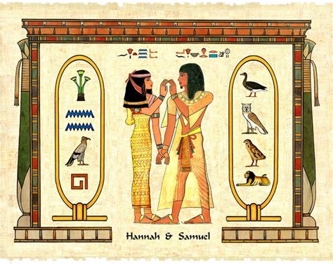 Egyptian Hieroglyphic Print Cartouches For Couples In Love Husband And Wife In Ancient