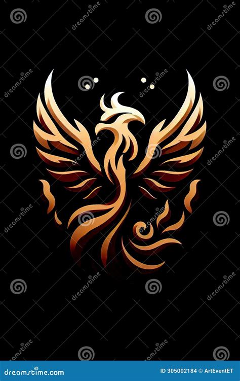 Burning Bird Phoenix Rising Form Flames And Fire Stock Illustration