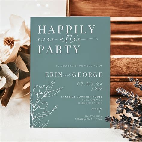 Reception Party Invitation Wedding Elopement Reception Invite Boho