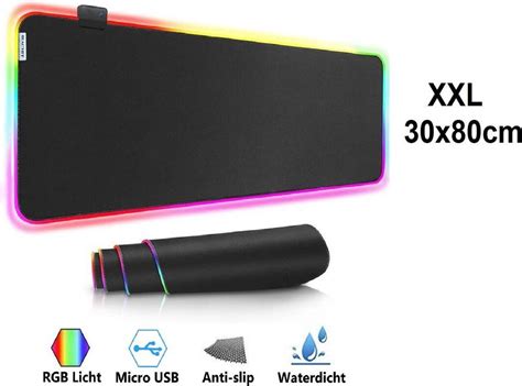 Muismat Gaming XXL RGB LED 80x30cm RGB Gaming Muismat Muismat XXL