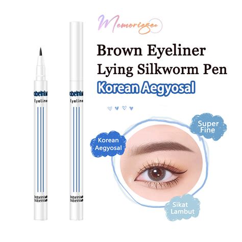 Jual Cod Ready Bobeini Eyeliner Pensil Lying Silkworm Pen Natural Brown