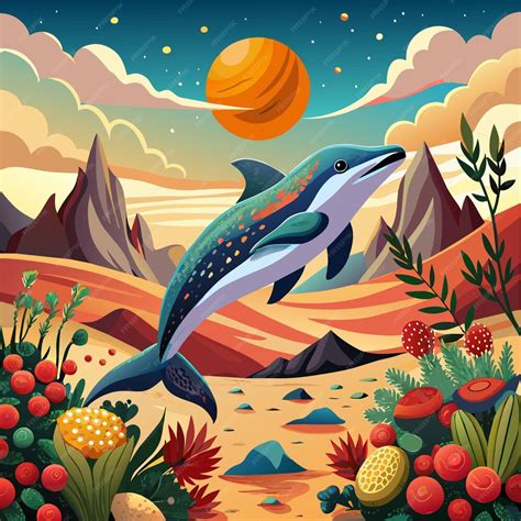Premium Vector Atlantic Spotted Dolphin Confused Jumps Desert Berries