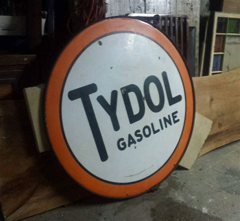 Tydol Gasoline Double Sided Porcelain Sign W Original Metal Ring