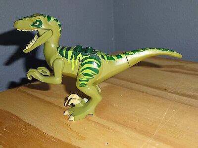 LEGO Velociraptor Dinosaur Raptor Figure Dark Green Back Lime Markings