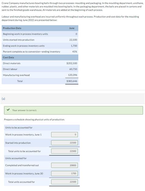 Solved Crane Company Manufactures Bowling Balls Through Two Chegg