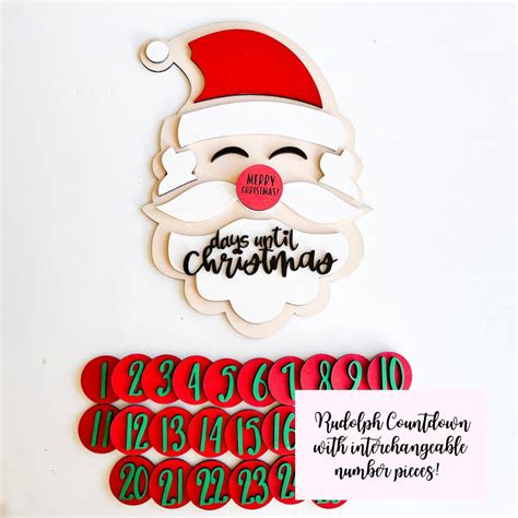 Santa Christmas Countdown Svg Laser Cut File Glowforge Etsy