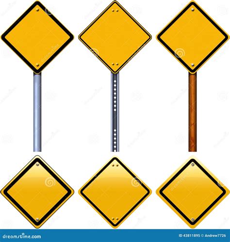 Blank Yellow Diamond Road Sign