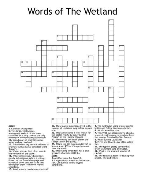 Words Of The Wetland Crossword Wordmint