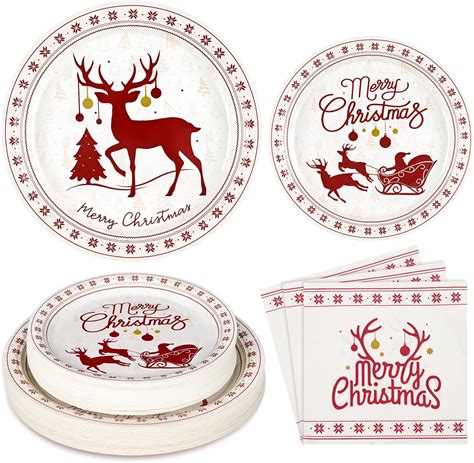 Amazon Christmas Party Supplies 200 Pcs Paper Plates And Napkins