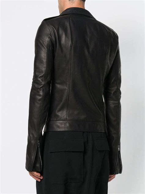 Veste Motard En Cuir Noire Rick Owens Farfetch Lookastic