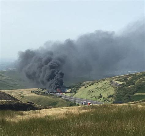 Images Capture Fierce M62 Lorry Fire As Motorway Remains Closed