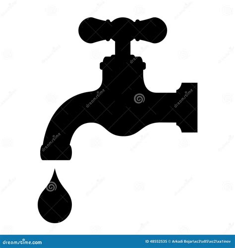 Water Tap Silhouette Icon In Flat Style Royalty Free Vector A