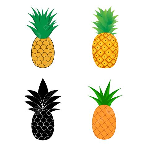 Pineapple Collection Illustration Of Fruit With Isolated Cartoon Style On White Background