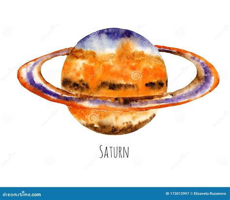 Planet Saturn Watercolor Illustration Stock Illustration