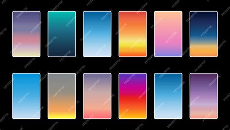 Premium Vector Sunset And Sunrise Sky Colors Blue Purple Orange Pink Yellow Vibrant Style