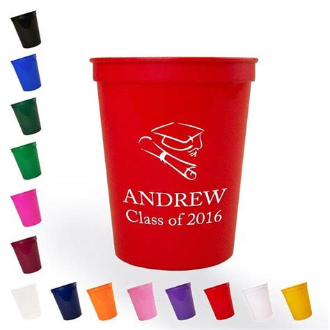 16 Oz Stadium Graduation Cups Personalized Graduation Party Decor