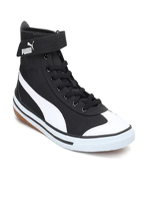 Buy Puma Unisex Black Solid Canvas Mid Top Sneakers - Casual Shoes for ...