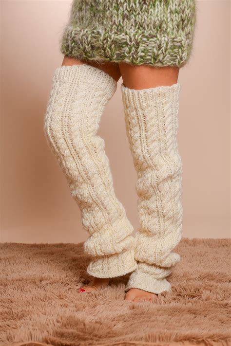 Wool Leg Warmers Cable Knit Leg Warmers Fetish Socks Hand Etsy